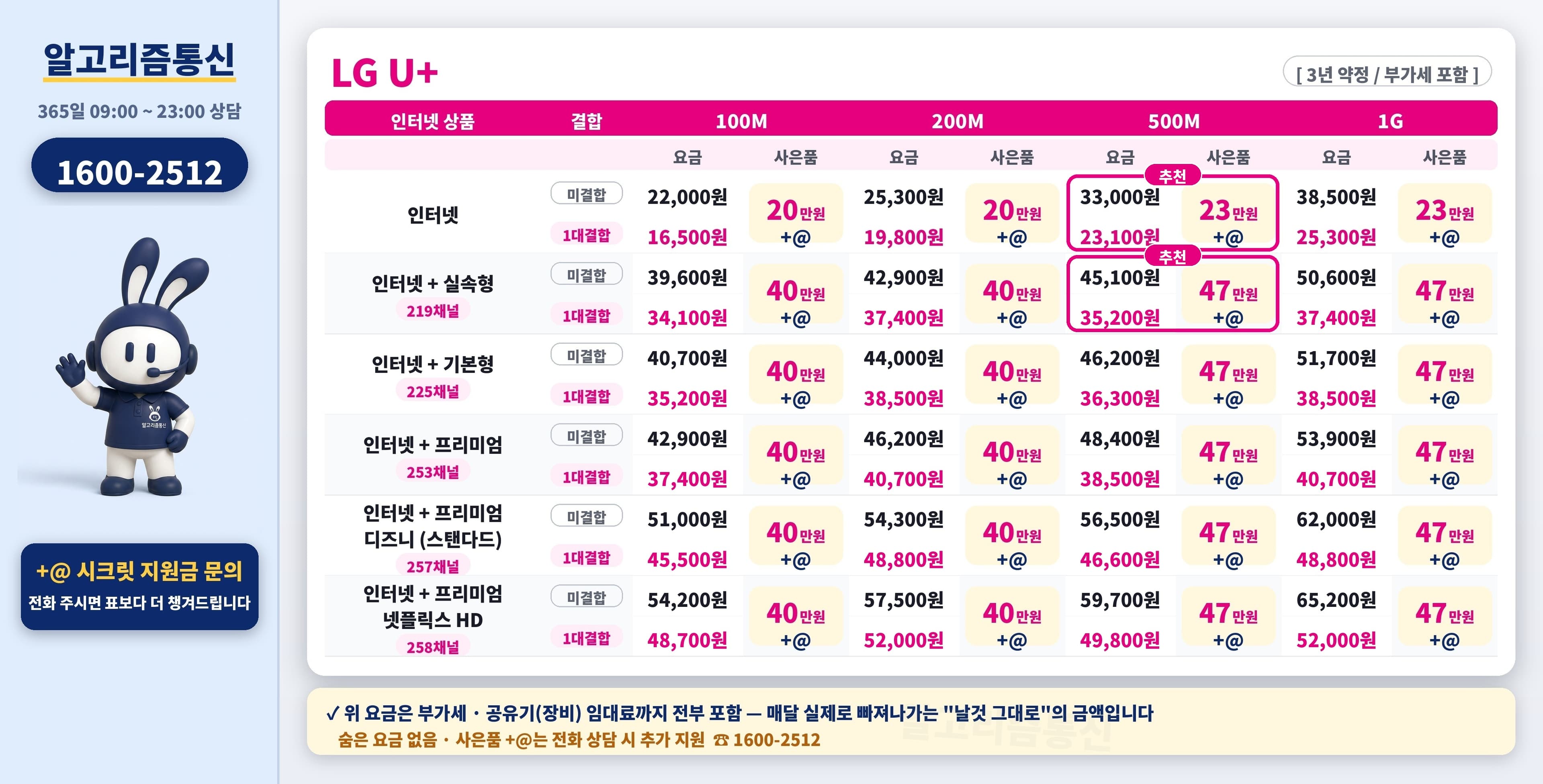 LG U+ 인터넷 요금표